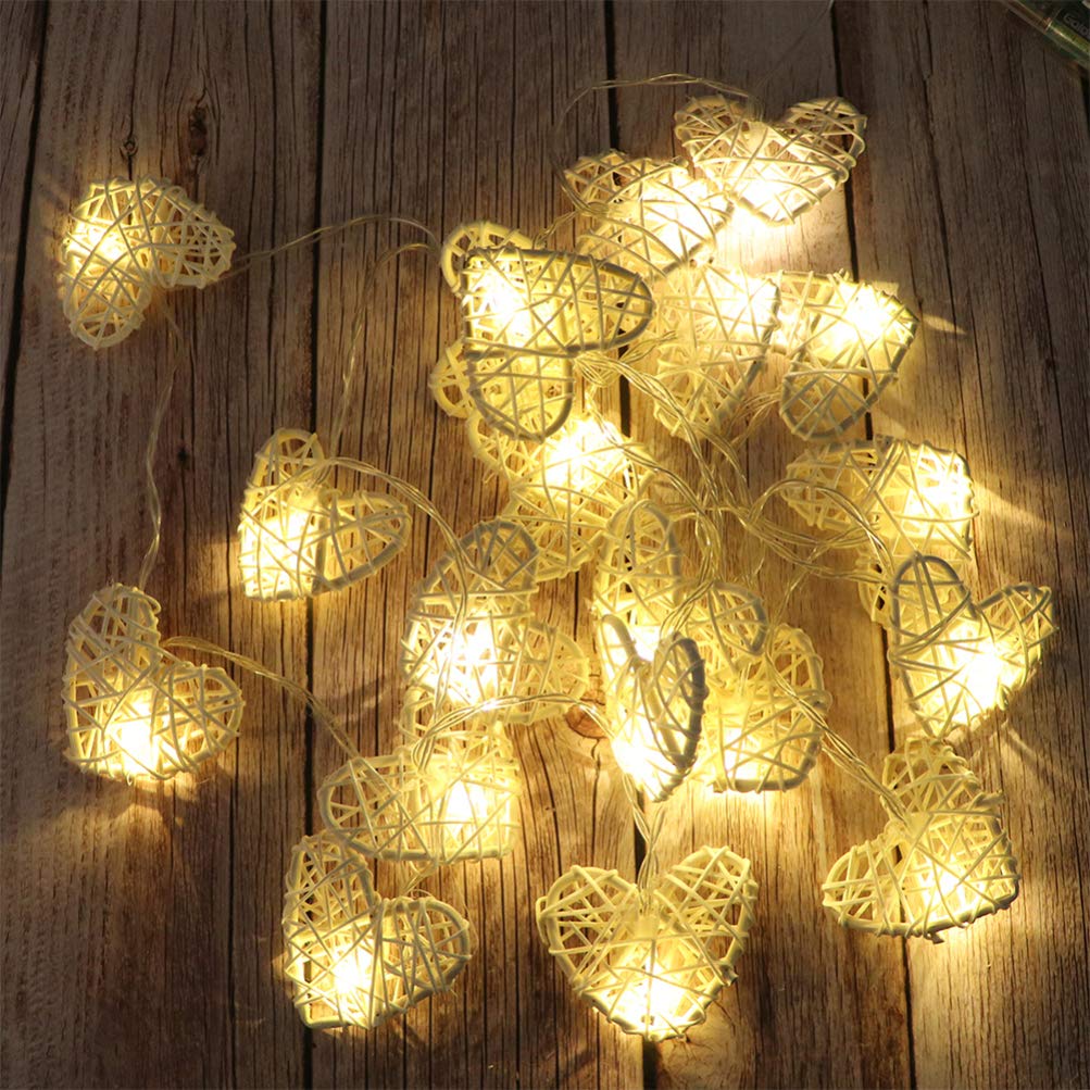 KESYOO LED Fairy Lights - Romantic Heart-Shaped String Lights for Valentine's Day, Wedding, Party & Home Decor | Battery Operated Hanging Garland with Wooden Chandelier | Perfect for Bedroom, Garden & Festival Lighting