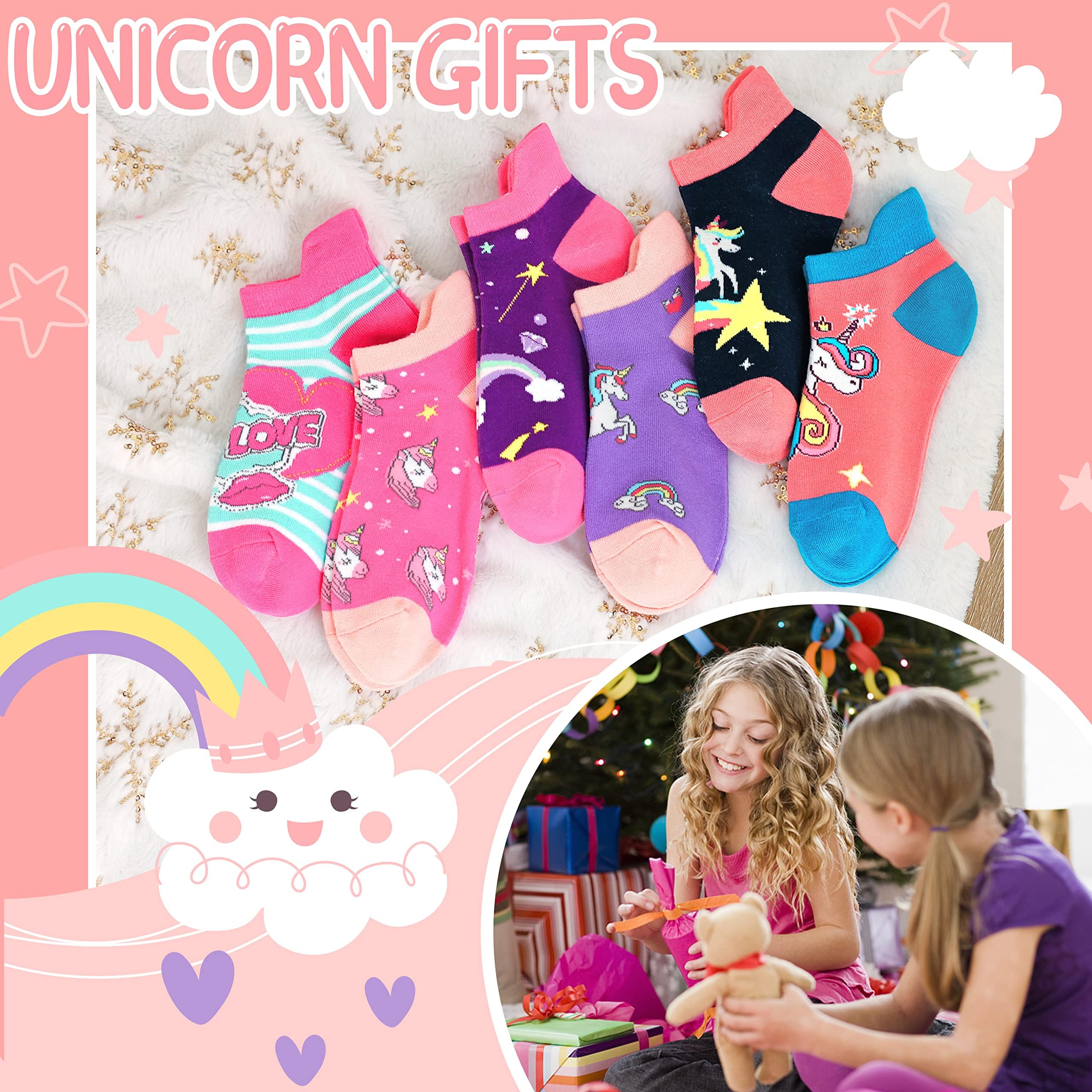 **Cute Girls Ankle No Show Socks - 6 Pairs Pack, Soft Cotton Novelty Fashion Socks for Kids - Perfect for School, Sports & Everyday Wear**