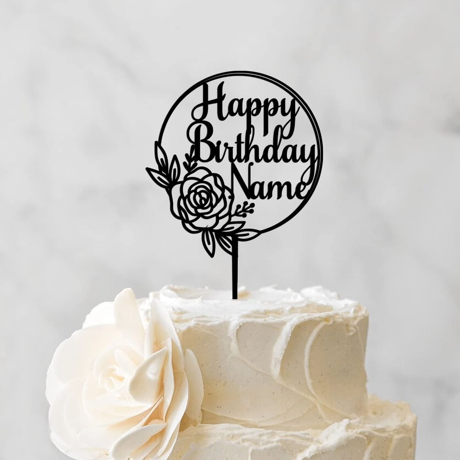 Personalized Black Acrylic Rabbit & Deer Antlers Cake Toppers - Happy Birthday Decorations for Boys & Girls - Perfect for Birthday Parties, Baby Showers, and Special Celebrations