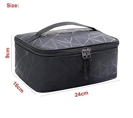 Flywind Women's Waterproof Travel Makeup Bag - Cosmetic Organizer Pouch for Women & Girls | Vanity Case for Makeup Storage | Perfect for Travel, Gym & Daily Use (Black)