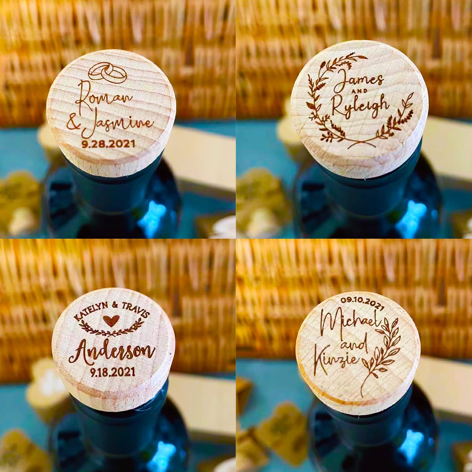 100 PCS Personalized Wine Bottle Cork Stoppers with Foiled Thank You Cards - Elegant Wedding Favors & Bridal Shower Gifts for Guests - Perfect for Anniversary Parties, Rehearsal Dinners & Special Celebrations