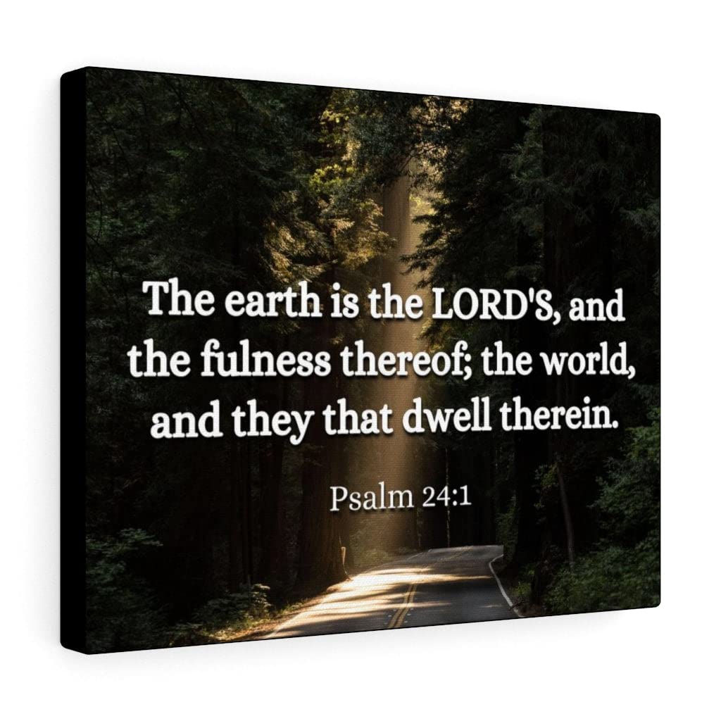 Christian Wall Art Bible Verse Print - Psalm 24:1 Scripture Wall Decor - Ready to Hang Inspirational Gift for Home, Church & Office