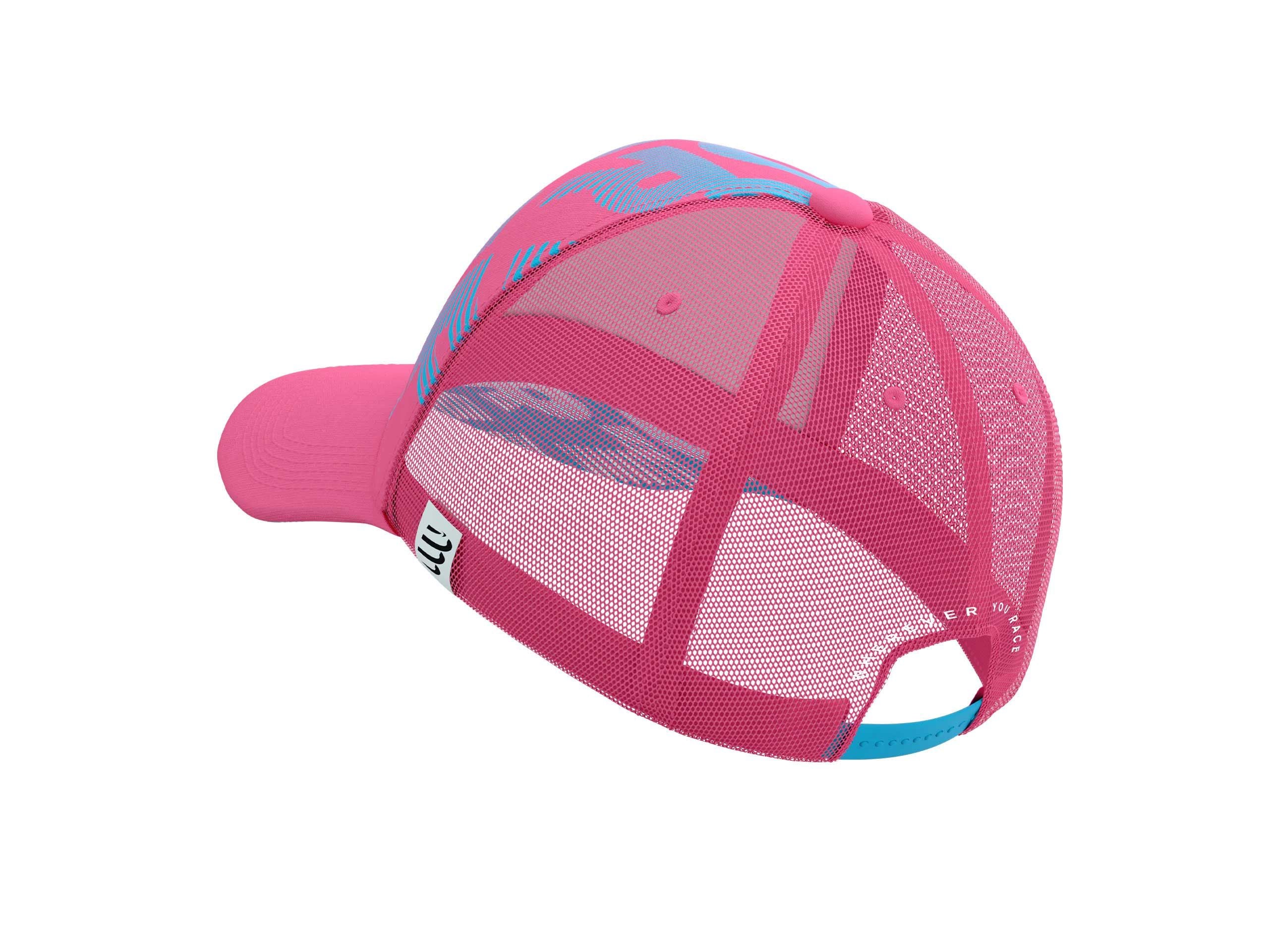 Compressport Unisex Trucker Cap - Hot Pink & Hawaiian Ocean Design | Lightweight & Breathable Running Hat for Men & Women | Perfect for Outdoor Sports, Hiking & Summer Activities