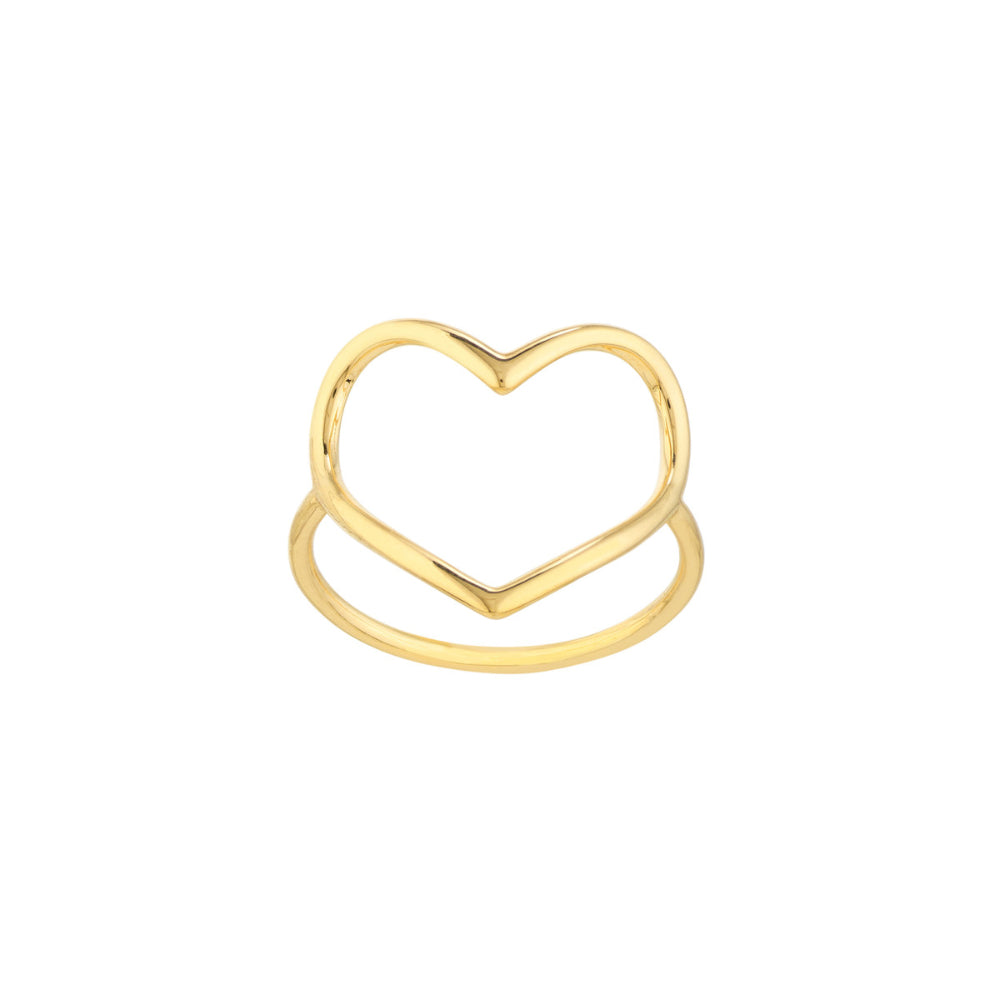 14K Gold Open Heart Ring for Women - Dainty Minimalist Stackable Band - Perfect for Valentine's Day, Anniversary & Everyday Wear
