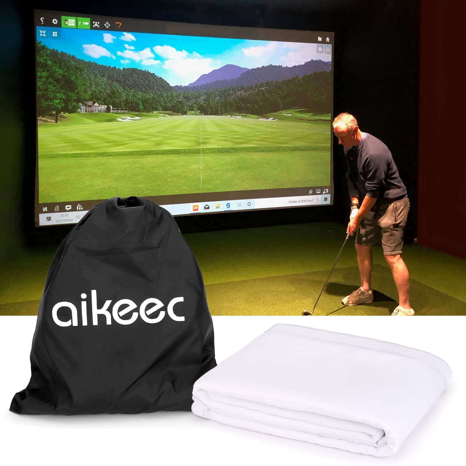 Aikeec 7mm Thickened Golf Simulator Impact Screen - Ultra Clear 10ft Indoor Golf Training Screen with 32 Grommets (5 Size Options) for Home, Garage & Backyard Practice | Perfect for Swing Analysis & Virtual Golf Games