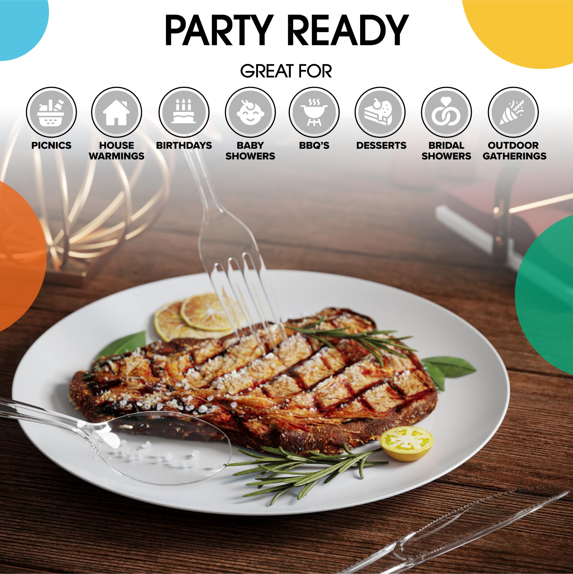 50-Pack Heavy Duty Clear Plastic Knives - Disposable Cutlery Set for Parties, Picnics & Catering | Durable Flatware for Wedding, BBQ & Events | BPA-Free Plastic Silverware