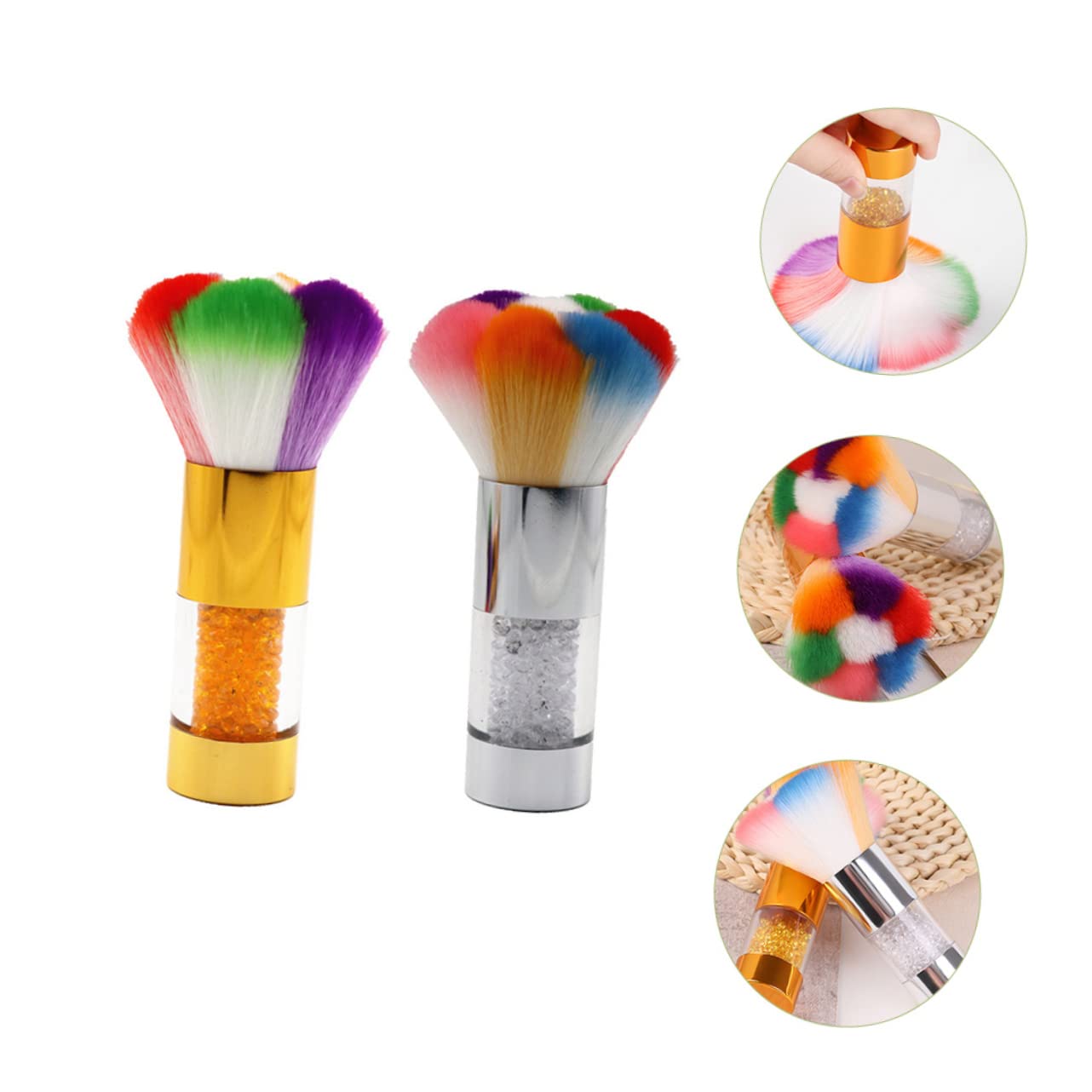 FOMIYES 2-Piece Cosmetic Brush Set - Soft Bristle Nail Dust Brush & Blusher Brush for Professional Makeup & Nail Art Cleaning | Perfect for Salon, Home Beauty & Travel Makeup Kit