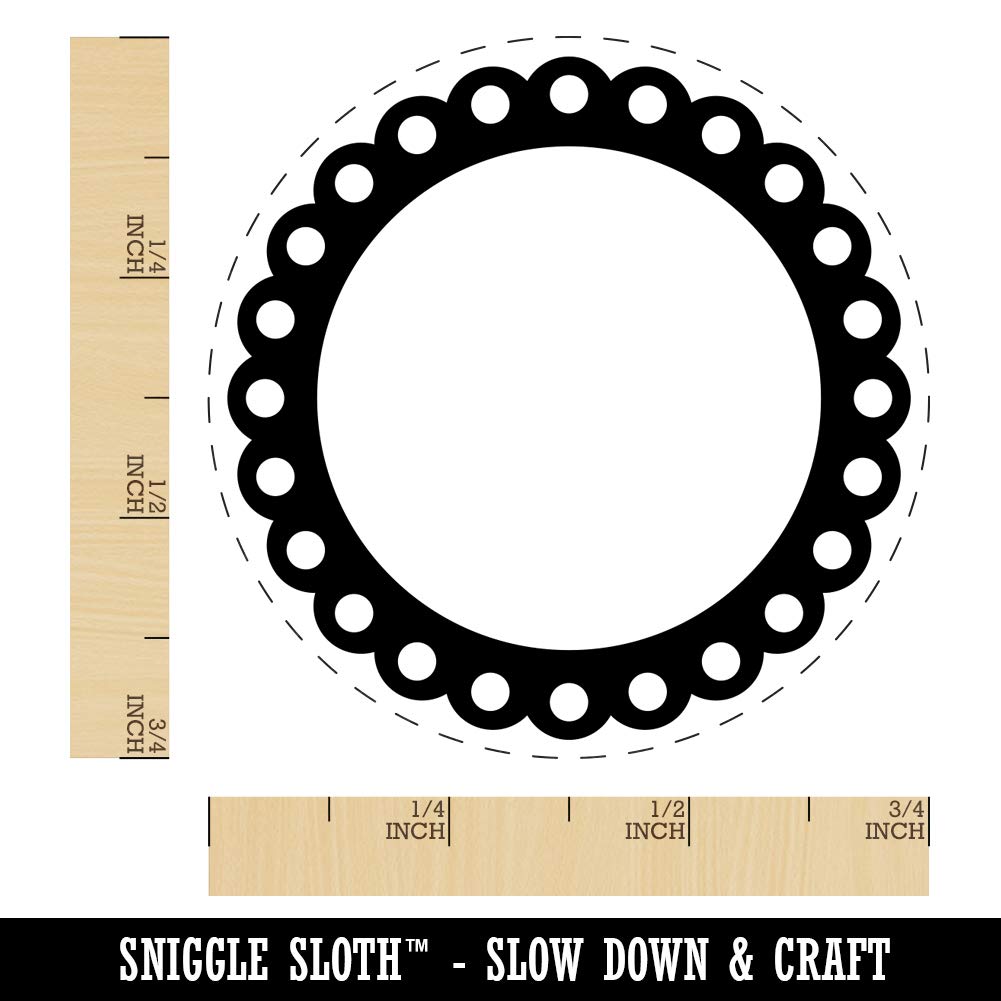 Small 3/4 Inch Scallop Round Frame Chicken Egg Rubber Stamp for DIY Crafts, Scrapbooking & Card Making - Decorative Rubber Stamps for Home Decor and Stationery