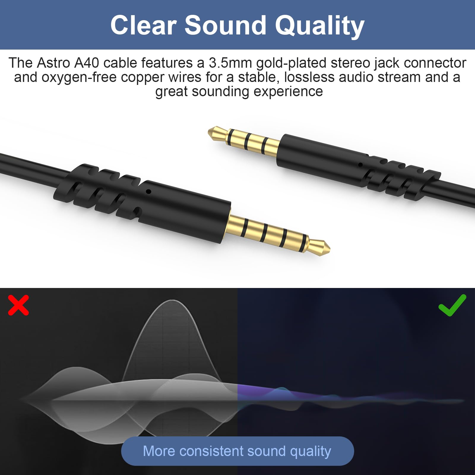 Zosvoses A50 Replacement Headset Cable with Mute & Volume Control - Compatible with Astro A10/A30/A40/A40 TR/A50 Headsets - 6.56ft Cord for Xbox One, PS4, PS5 - Perfect for Gaming, Streaming & Online Chat