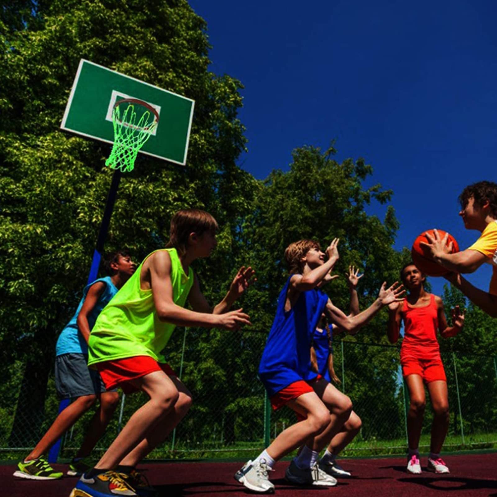 Glow in The Dark Basketball Net Replacement - Heavy Duty 12-Loop Outdoor Basketball Hoop Net, All Weather Anti-Whip for Pool, School & Sports | Night Light Basketball Accessories for Kids & Adults