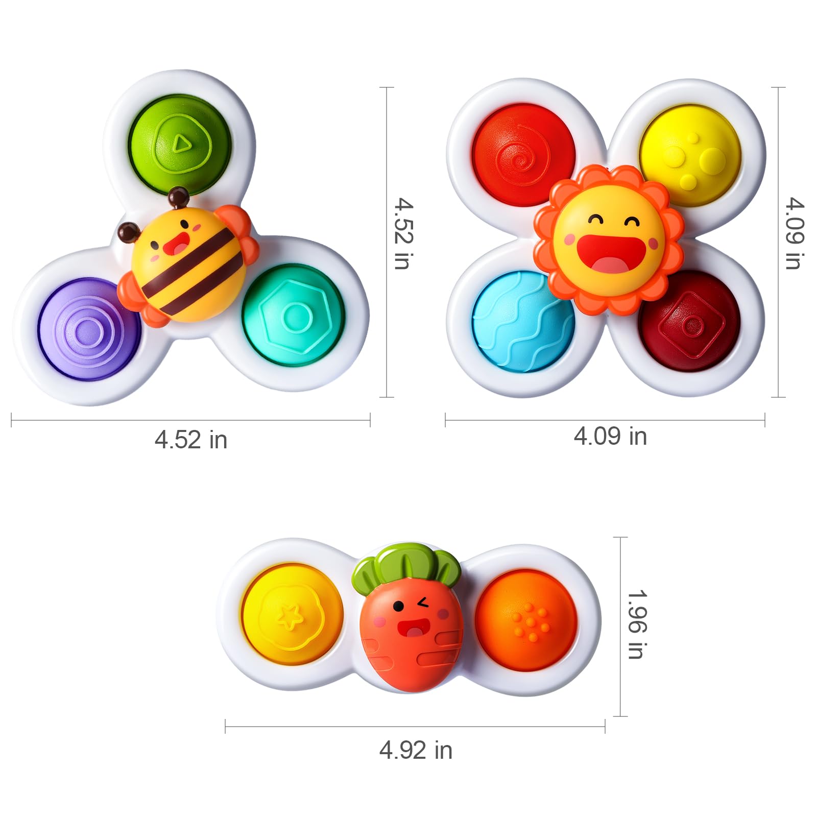 ALASOU 3PCS Pop Suction Cup Spinner Toys for Toddlers 1-3 Years - Sensory Baby Bath Toys & Novelty Spinning Tops for 1-2 Year Old Boys Girls - Perfect 12-18 Months Birthday Gift for Infants | Fun Bath Time, Sensory Play & Early Learning Activity