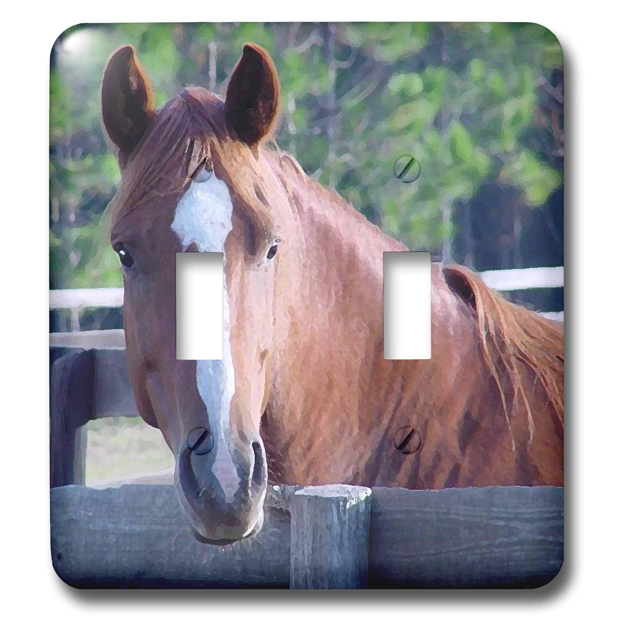 3D Rose Quarter Horse Mare Double Toggle Switch - Decorative Wall Plate Cover for Light Switches, Home & Office Decor - Perfect for Bedroom, Living Room, Kitchen, and Office Spaces