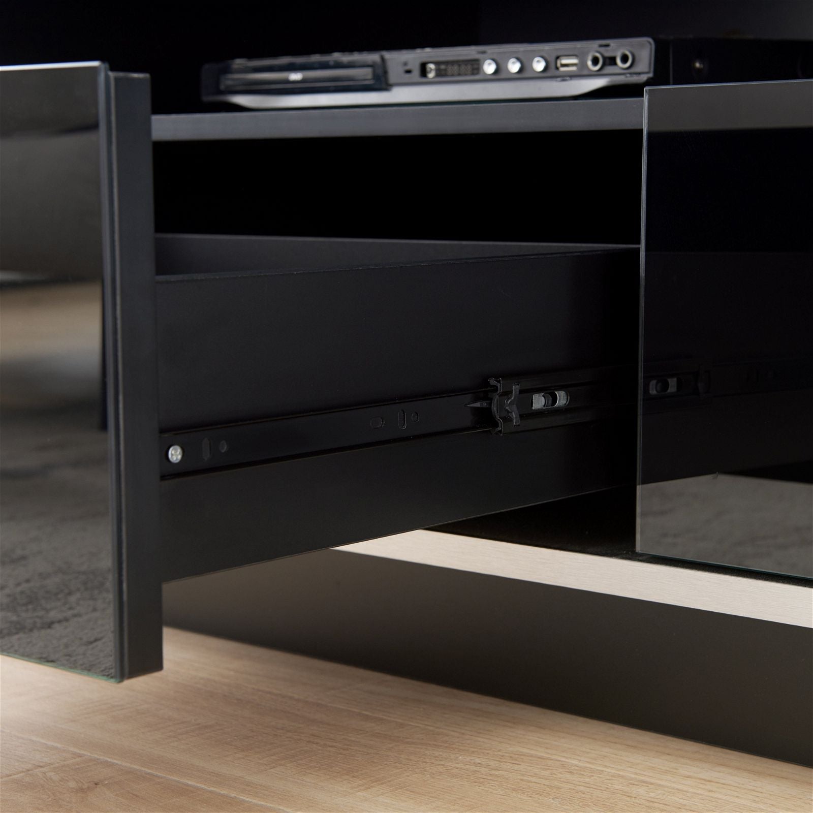 TAURIS™ TITAN 2100 Modern TV Stand with Storage - Black Entertainment Center for Living Room, Bedroom & Home Theater Setup