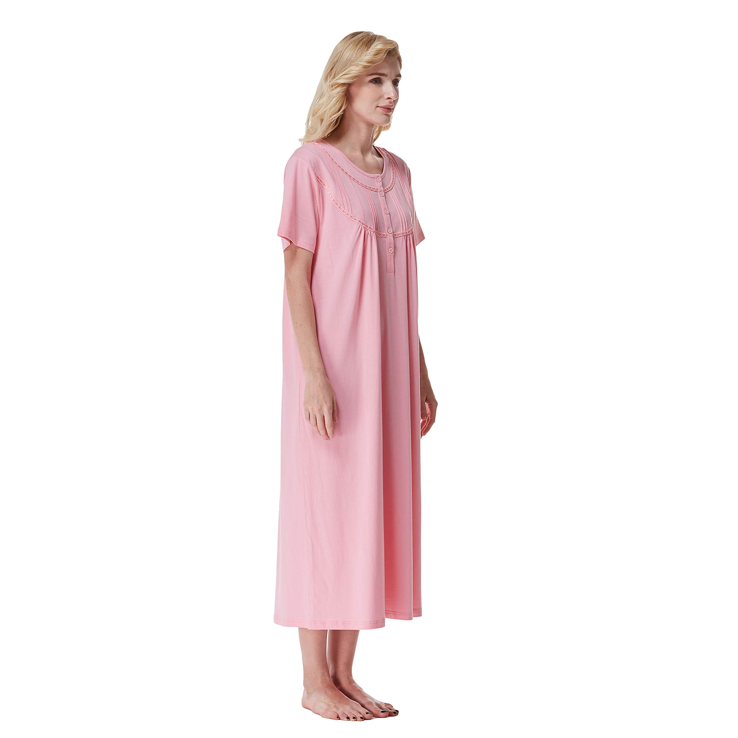 Keyocean Women's 100% Cotton Short Sleeve Nightgown - Soft & Lightweight Sleepwear for Ladies - Perfect for Summer Nights, Lounging & Relaxation at Home