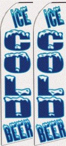 Premium Ice Cold Beer Feather Banner Flags - Complete Party Decor Kit (Set of 2) for Tailgating, Sports Events & Backyard BBQs