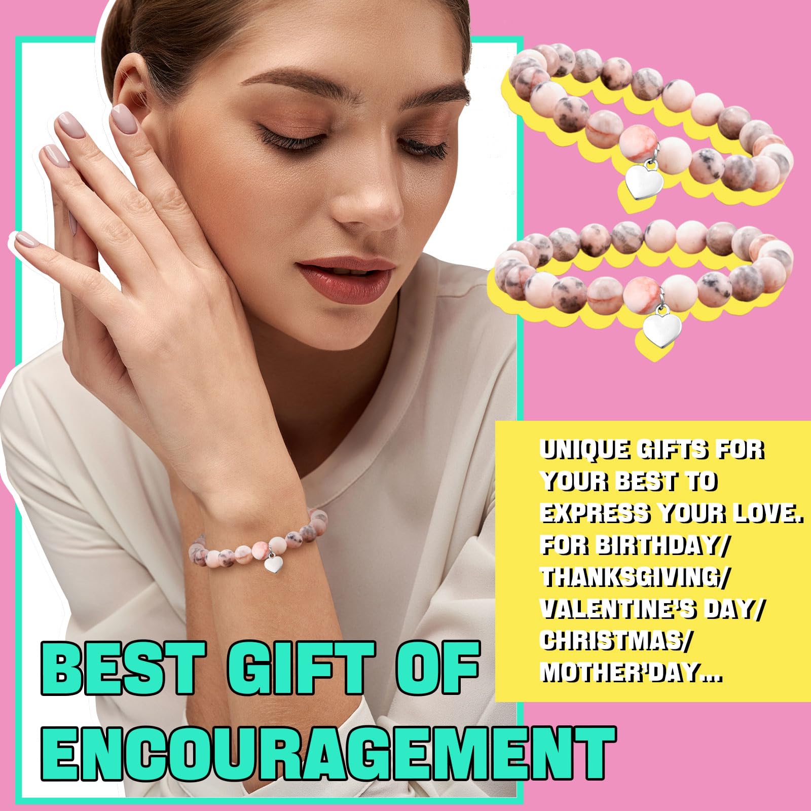 12 Pcs Inspirational Bracelets & Cards - Teacher Staff Appreciation Gifts for Office Coworkers Birthday
