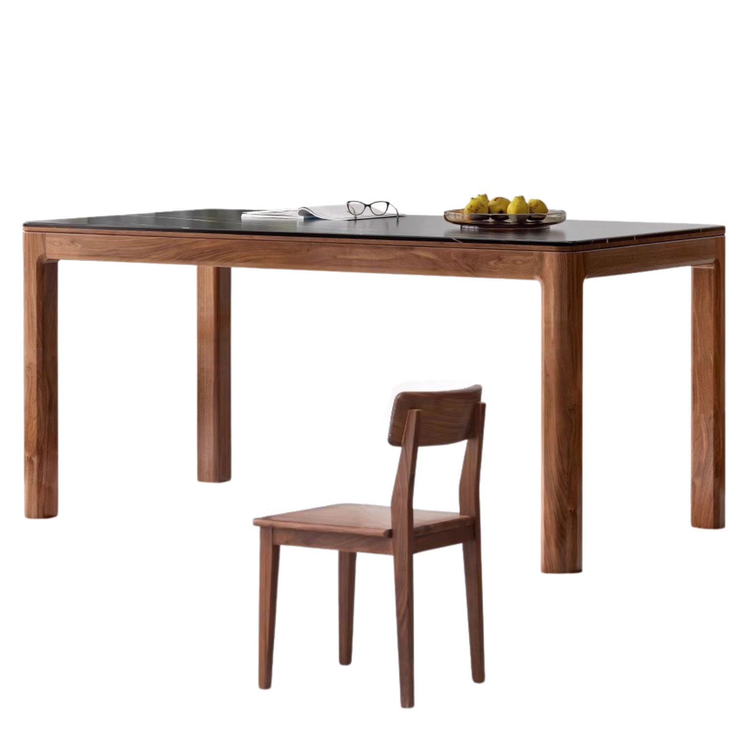 Premium Black Walnut Solid Wood Rock Slab Dining Table - Natural Wood Grain - Rustic Modern Farmhouse Style - Perfect for Dining Rooms, Kitchens & Open Concept Living Spaces