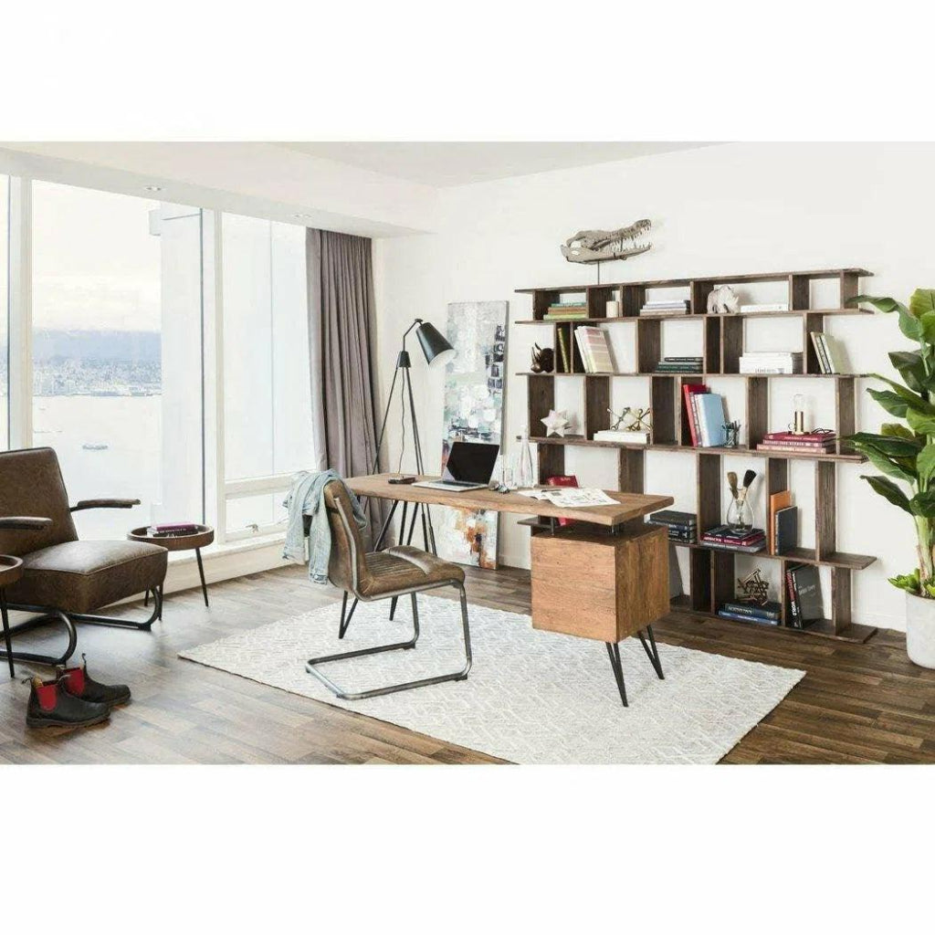 64 Inch Industrial Brown Wooden Desk - Sturdy & Spacious Home Office Desk for Work, Study & Gaming