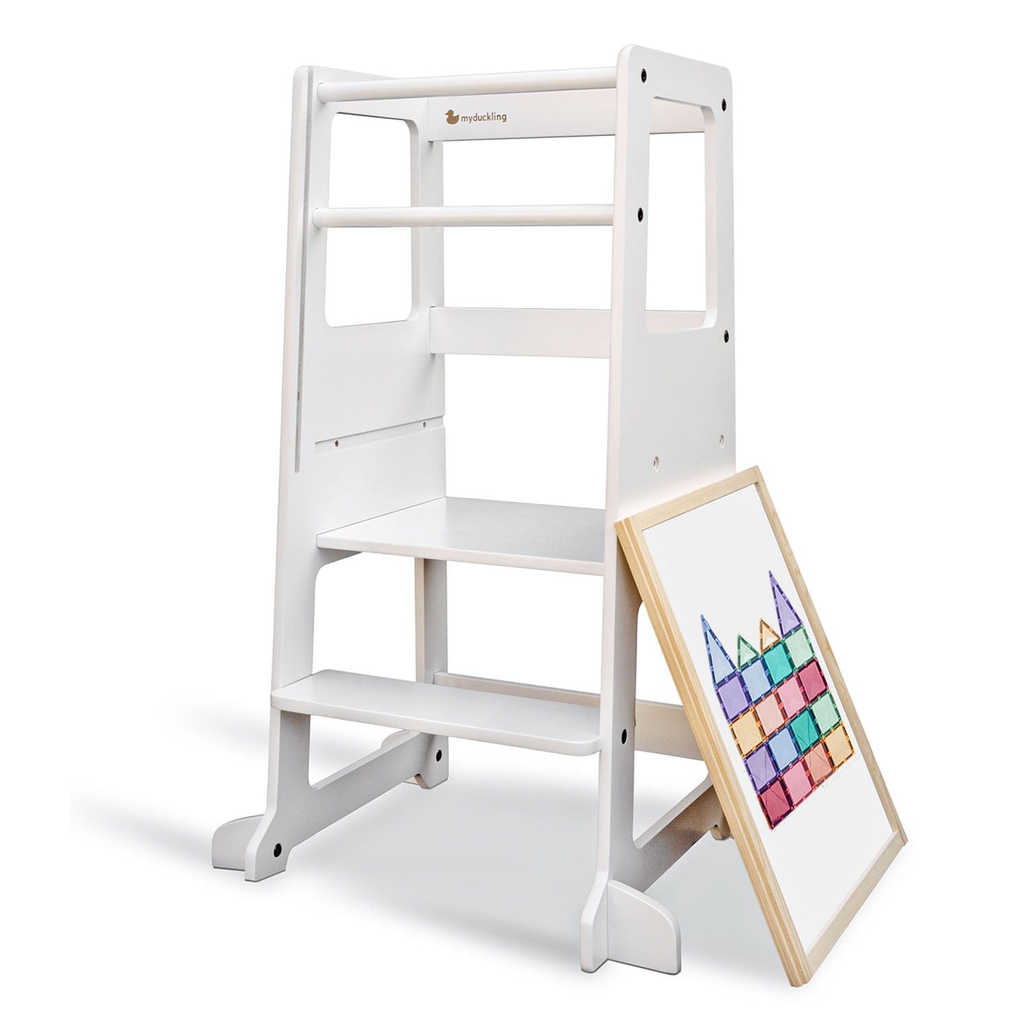 LOLA Deluxe Wooden Learning Tower for Toddlers - Adjustable Height Kitchen Helper Step Stool - Safe & Sturdy Montessori Toddler Standing Tower for Cooking, Baking & Learning - Perfect for Kids Ages 2-6