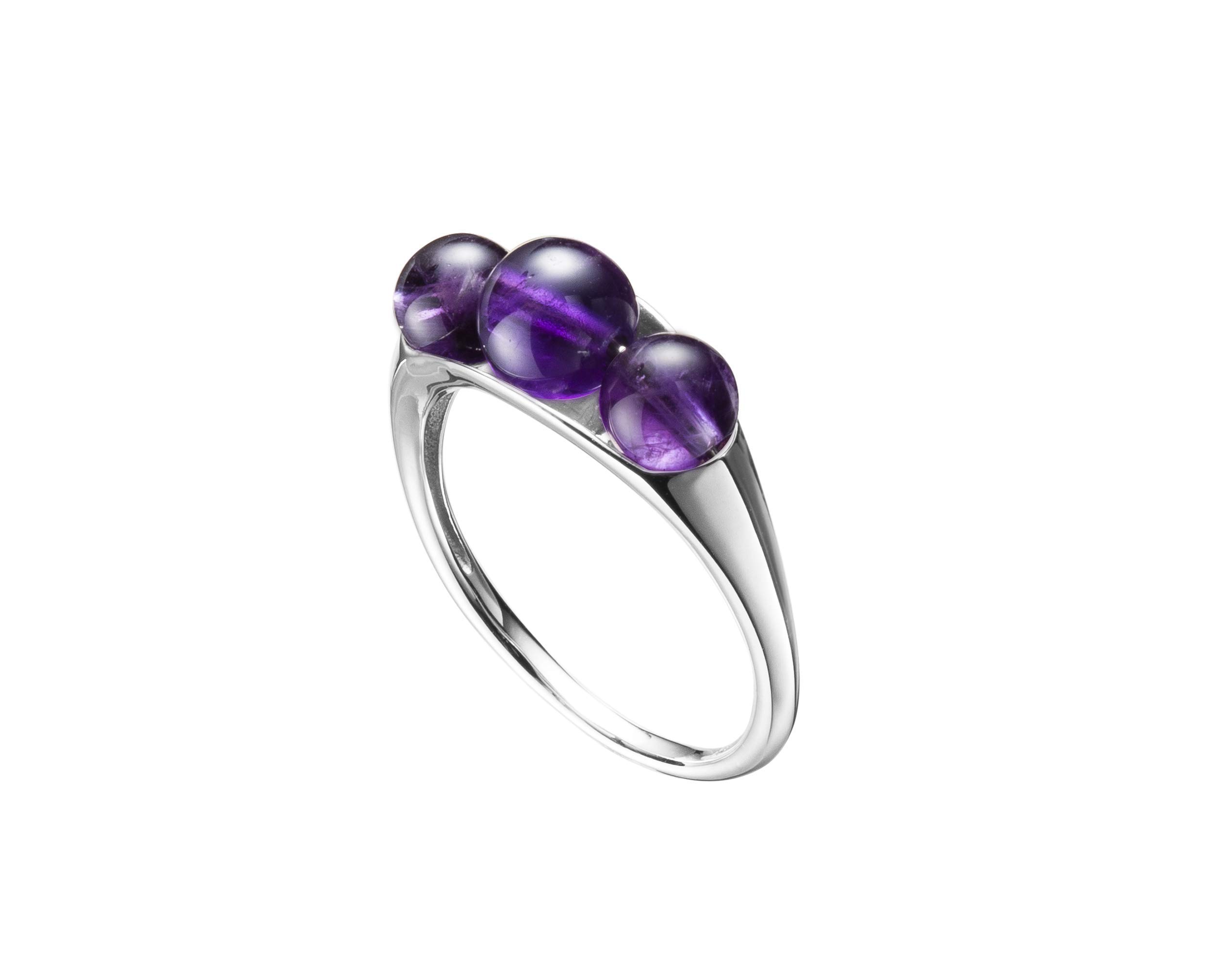 Majade Handmade 14K White Gold Amethyst Ring - February Birthstone, Purple Crystal Engagement Jewelry | Minimalist Unique Gemstone Ring for Weddings, Anniversaries & Special Occasions