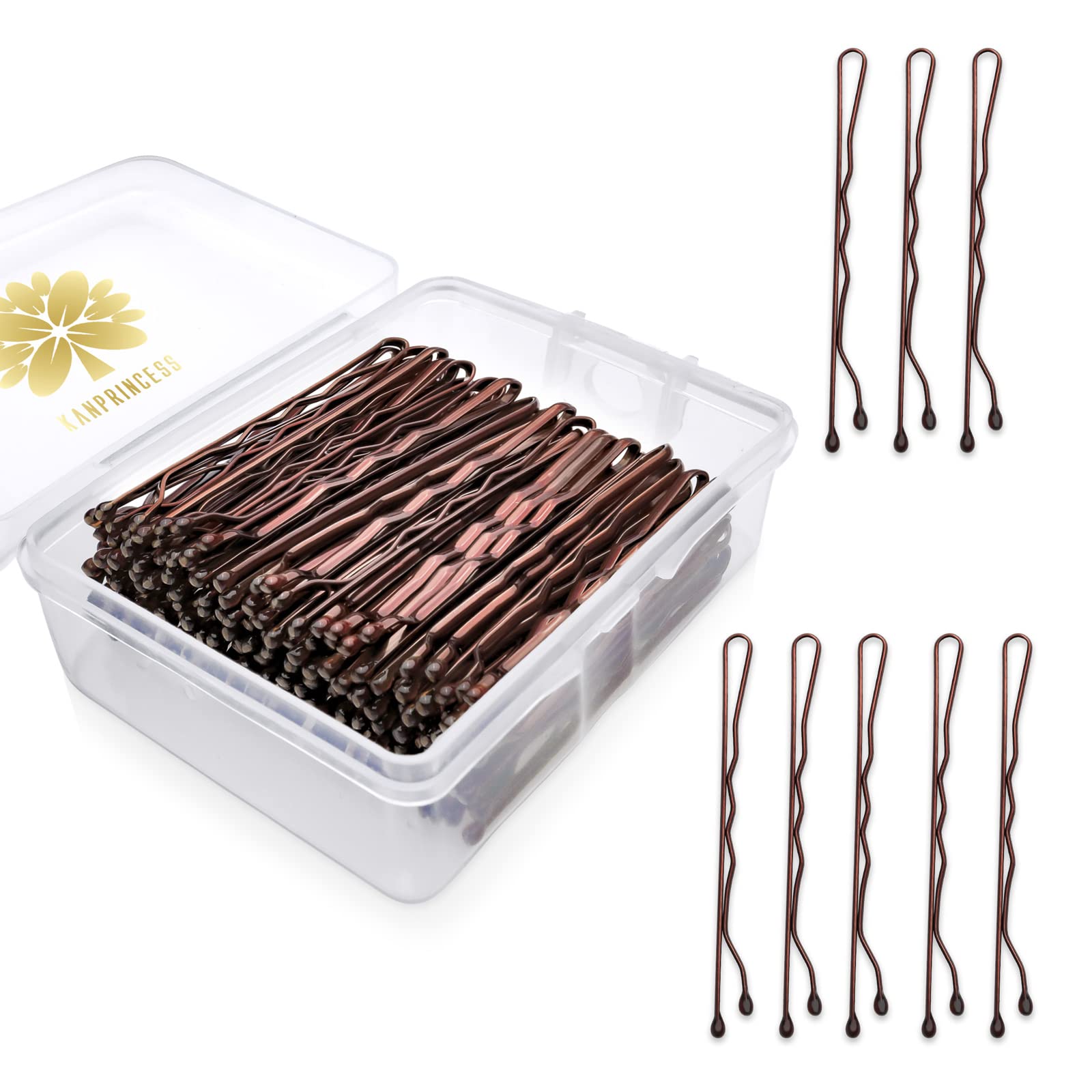 100PCS 2-Inch Hair Pins Kit - Strong Hold Bobby Pins & Hair Clips for Women, Girls & Salon Use - Includes Clear Storage Box (Brown) | Perfect for Styling, Updos, Braids & Everyday Hair Accessories