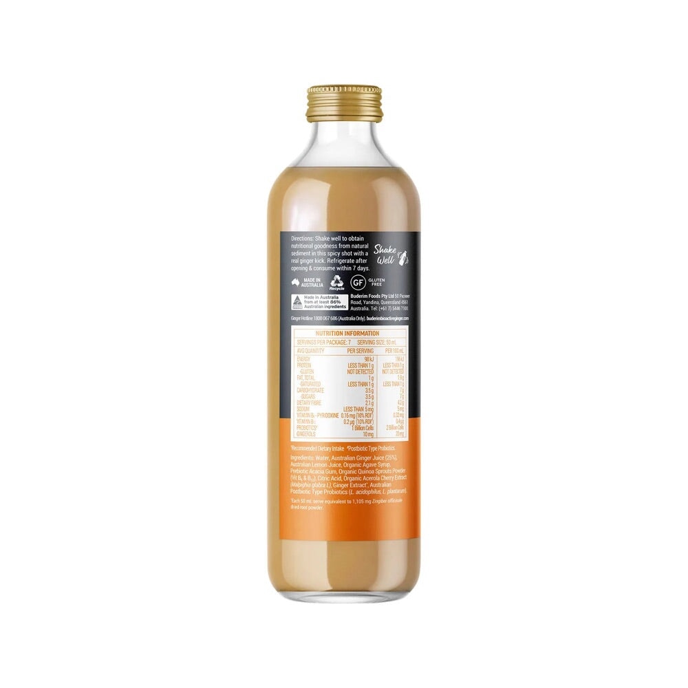 Organic BUDERIM GINGER Bioactive Immunity Shot - Natural Immune Support & Wellness Booster - Perfect for Cold Season, Travel & Daily Health Maintenance
