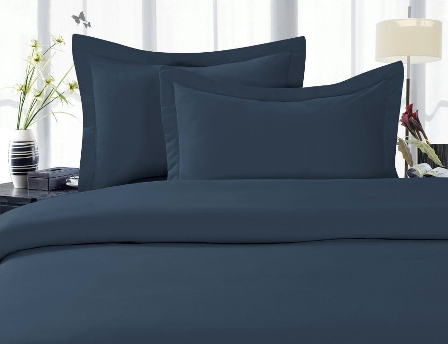 Premium 1500 Thread Count 4-Piece Bed Sheet Set - Wrinkle, Fade & Stain Resistant - Deep Pocket Fits Twin/Twin XL Mattresses - Soft Navy Blue Luxury Sheets for Bedroom, Guest Room & Dorm