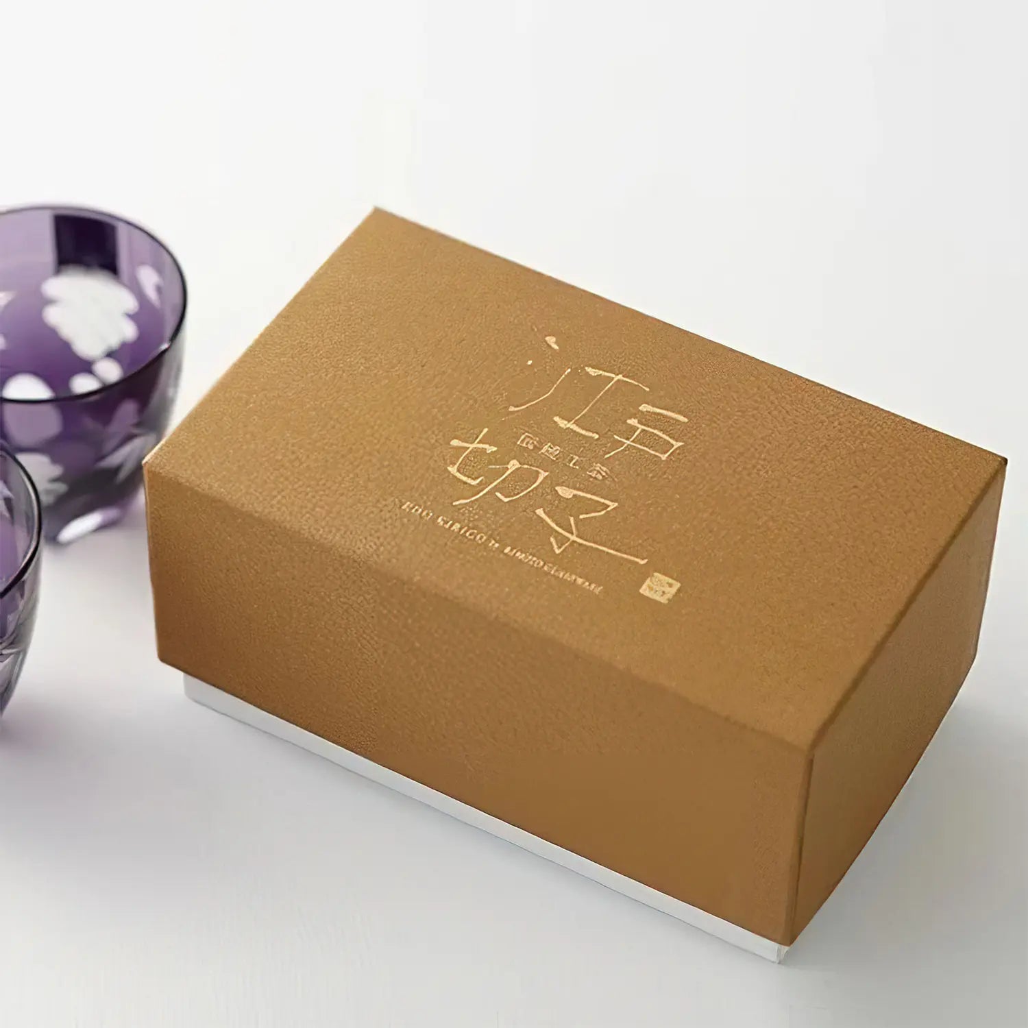 Kimoto Glass Tokyo Edo Kiriko Pair Sake Cups - Handcrafted Japanese Cut Glass Wine Cups with Grape Design - Perfect for Sake Tasting, Japanese Dining & Gift Giving