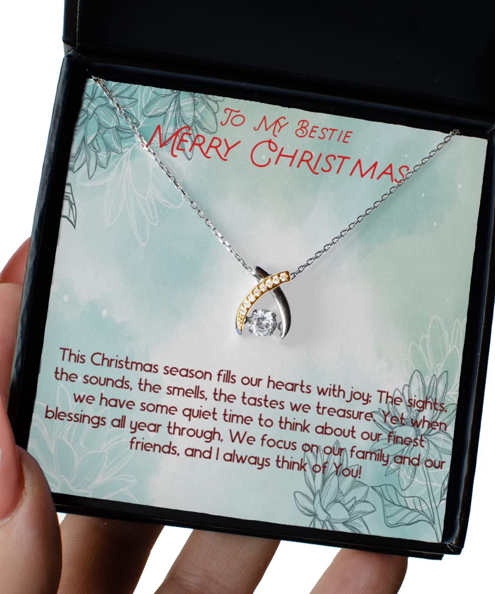 Best Friend Christmas Gift Necklace - Wishbone Dancing Pendant for BFF - Elegant Bestie Jewelry for Holidays & Special Occasions - Perfect for Christmas, Birthdays, Anniversaries & Friendship Celebrations