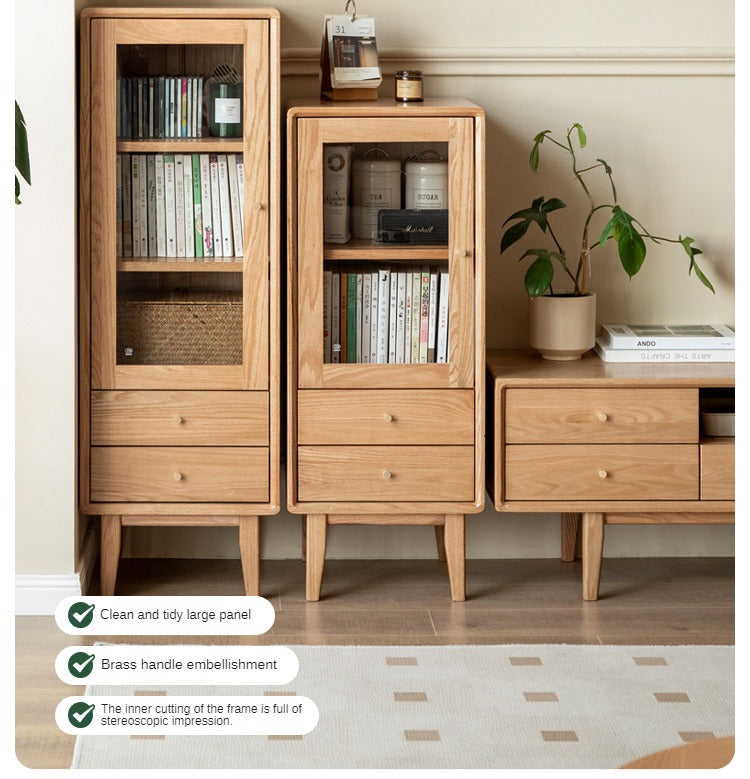 Solid Oak Wood Side Cabinet - Rustic Storage Cabinet for Living Room, Bedroom, or Entryway - Perfect for Organizing Books, Decor & Essentials