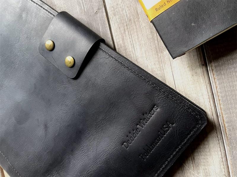 Personalized Black A4 Leather Journal - Custom Name Notebook for Writing, Sketching & Travel - Perfect Gift for Writers, Artists & Professionals