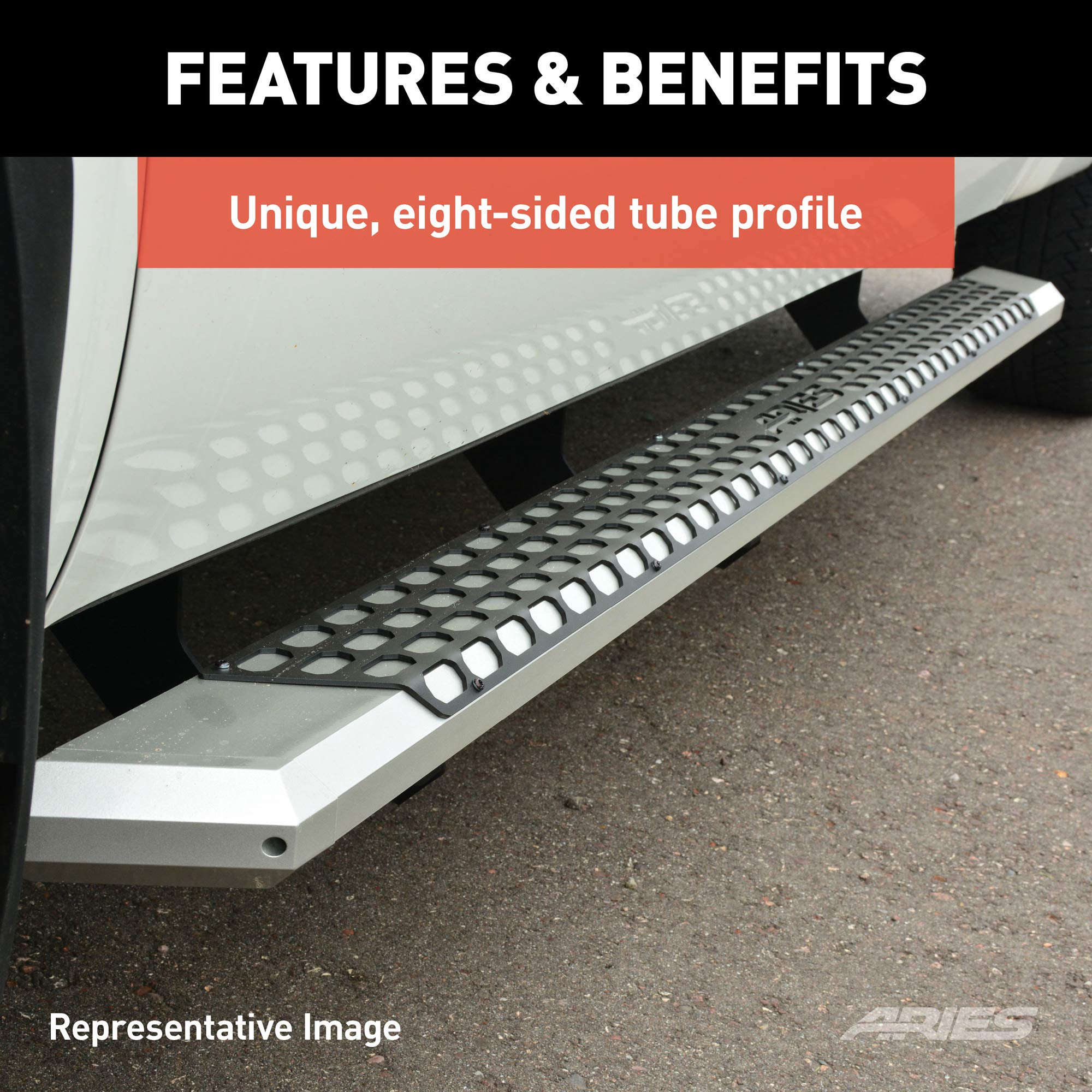 ARIES 2555053 AdvantEDGE Chrome Aluminum 75-Inch Running Boards for Dodge Durango - Heavy Duty Side Steps for Truck & SUV Access, Off-Road Protection & Stylish Upgrade