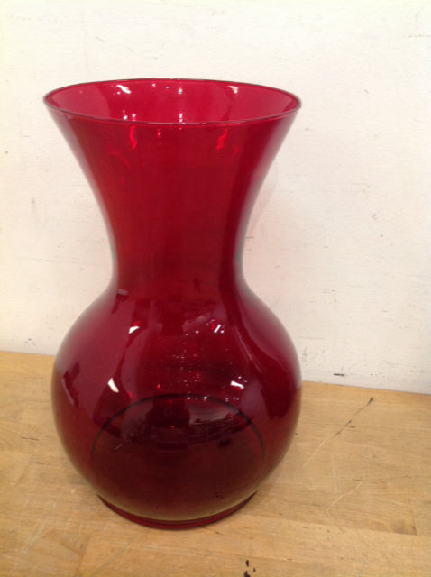 14 Inch Mexico Red Glass Vase - Elegant Home Decor for Living Room, Dining Table, Wedding Centerpiece