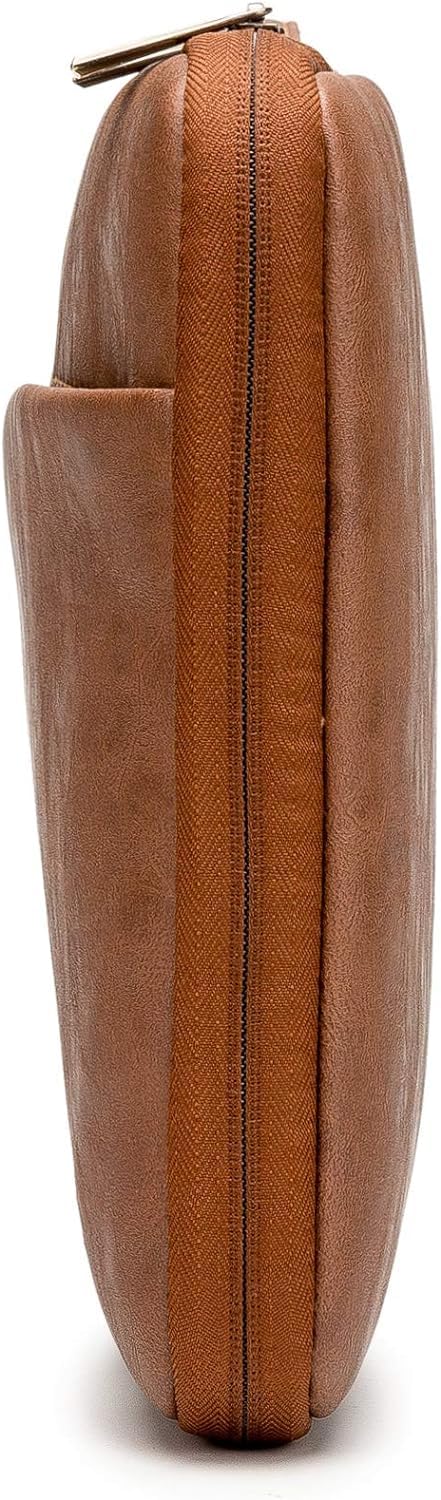 **Kinmac 360° Waterproof Laptop Sleeve Case with Handle - Shockproof & Scratch-Resistant Protection for 12.5-13.3 Inch MacBook, Dell, HP (Coffee PU Leather) - Perfect for Travel, Office & School**