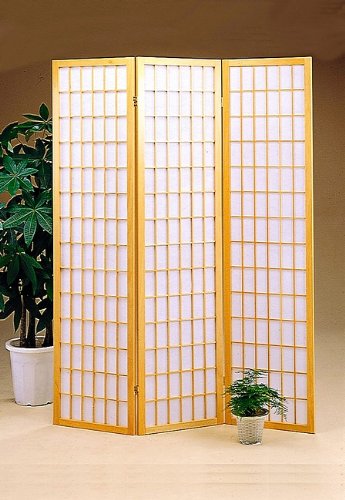 Coaster Home Furnishings 3-Panel Oriental Style Room Divider - Natural Wood Folding Screen for Living Room, Bedroom & Office Privacy