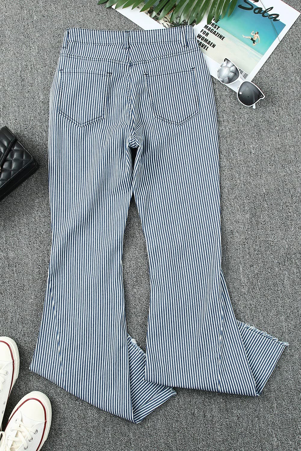 SELINK High Waisted Flare Jeans for Women - Casual Striped Bell Bottoms for Daily Wear