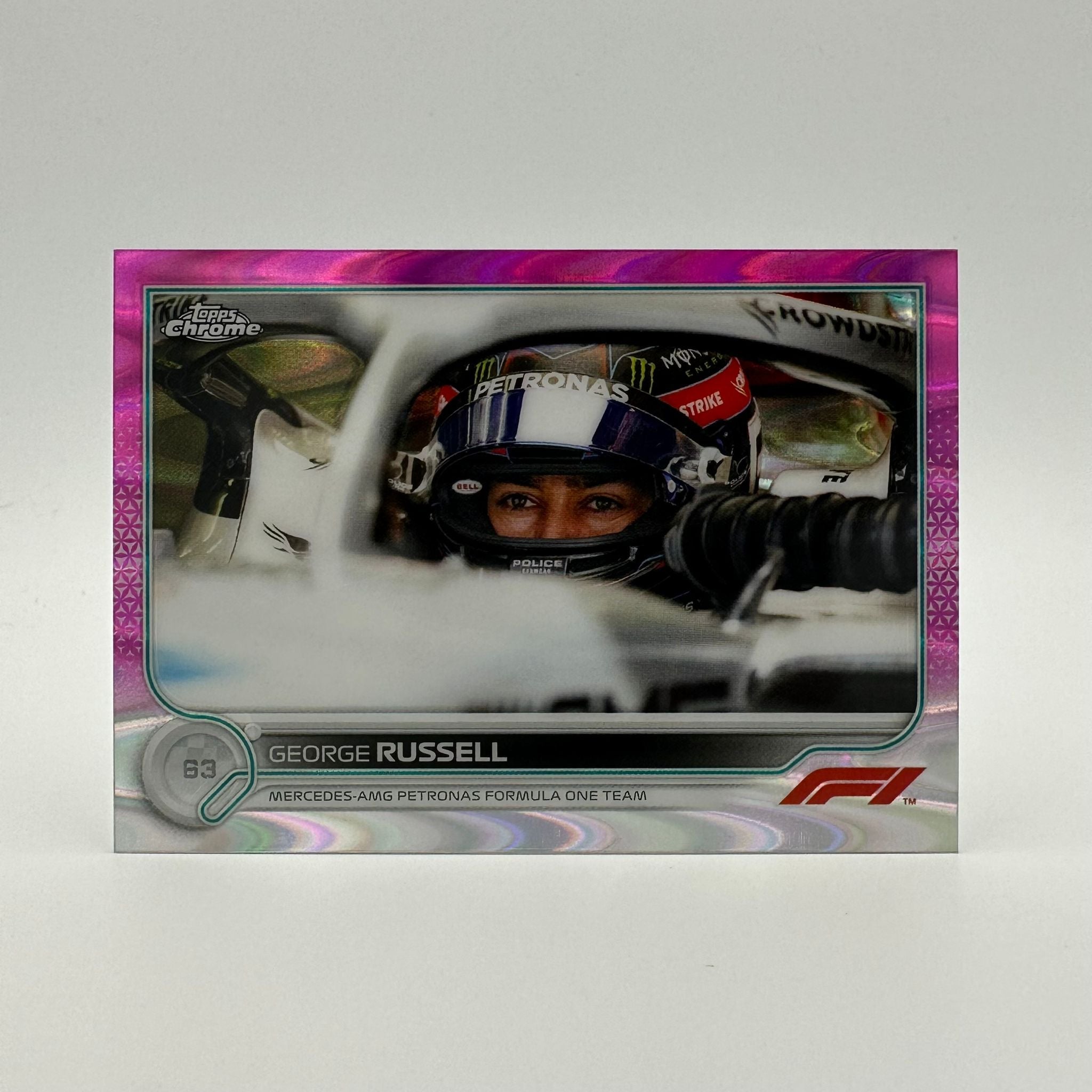George Russell Pink Refractor #19 - 57/75 - Rare F1 Racing Trading Card for Collectors & Fans - Perfect for Display, Gifts, and Memorabilia Collections