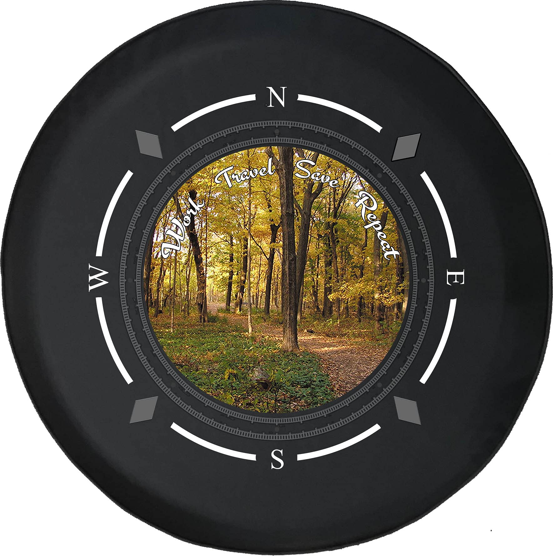 Premium American Unlimited Spare Tire Cover with Compass Design - Durable SUV, RV & Trailer Wheel Cover for Work, Travel & Off-Road Adventures - All-Season Protection for Fall, Winter & Outdoor Camping Trips