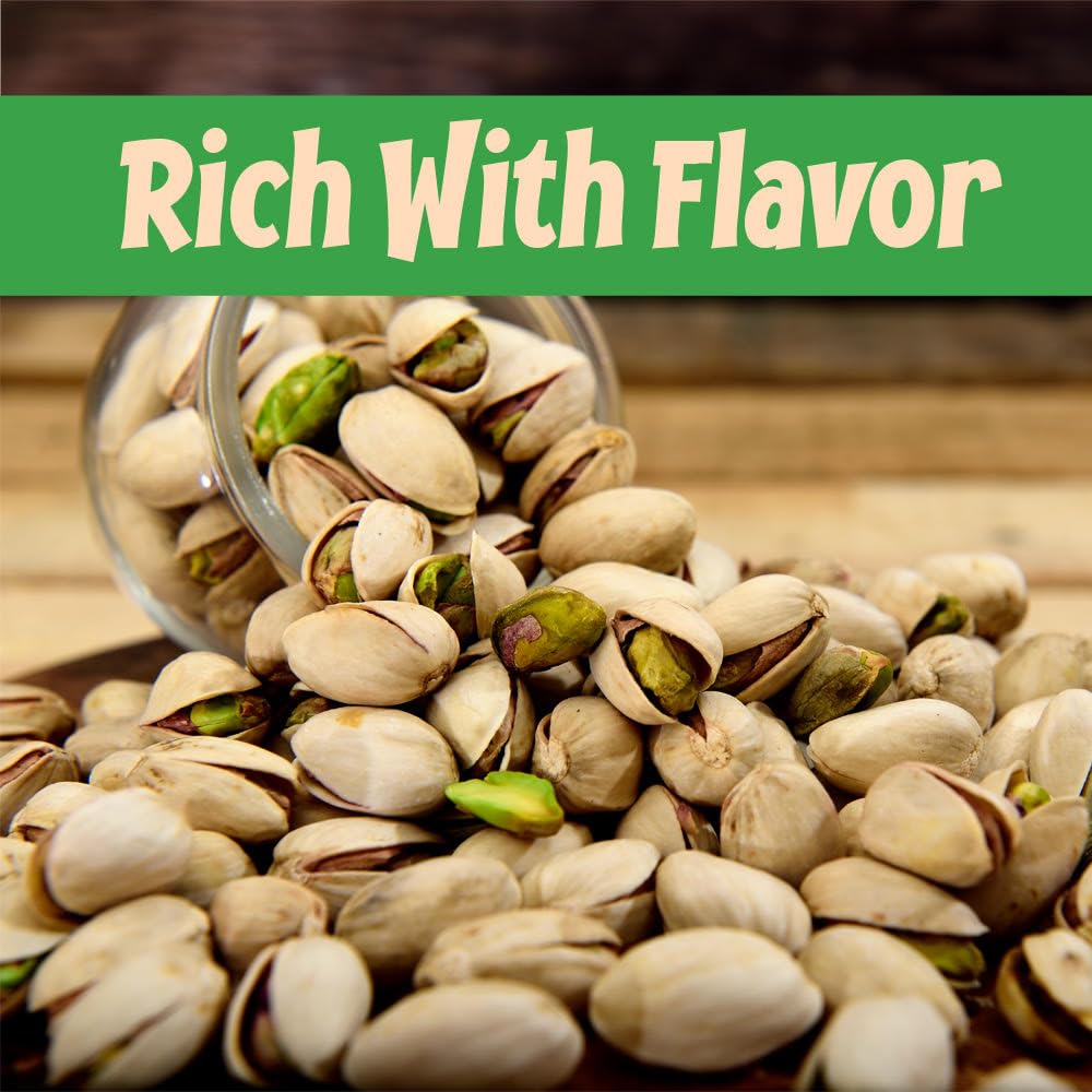 Premium Roasted & Salted Pistachios in Shell - 5Lb Bulk Bag | Healthy High Protein Snack | Rich in Fiber, Vitamins & Minerals | Kosher Gluten-Free Gourmet Nuts | Perfect for Snacking, Baking & Cooking | Party Favors & Gift Ideas