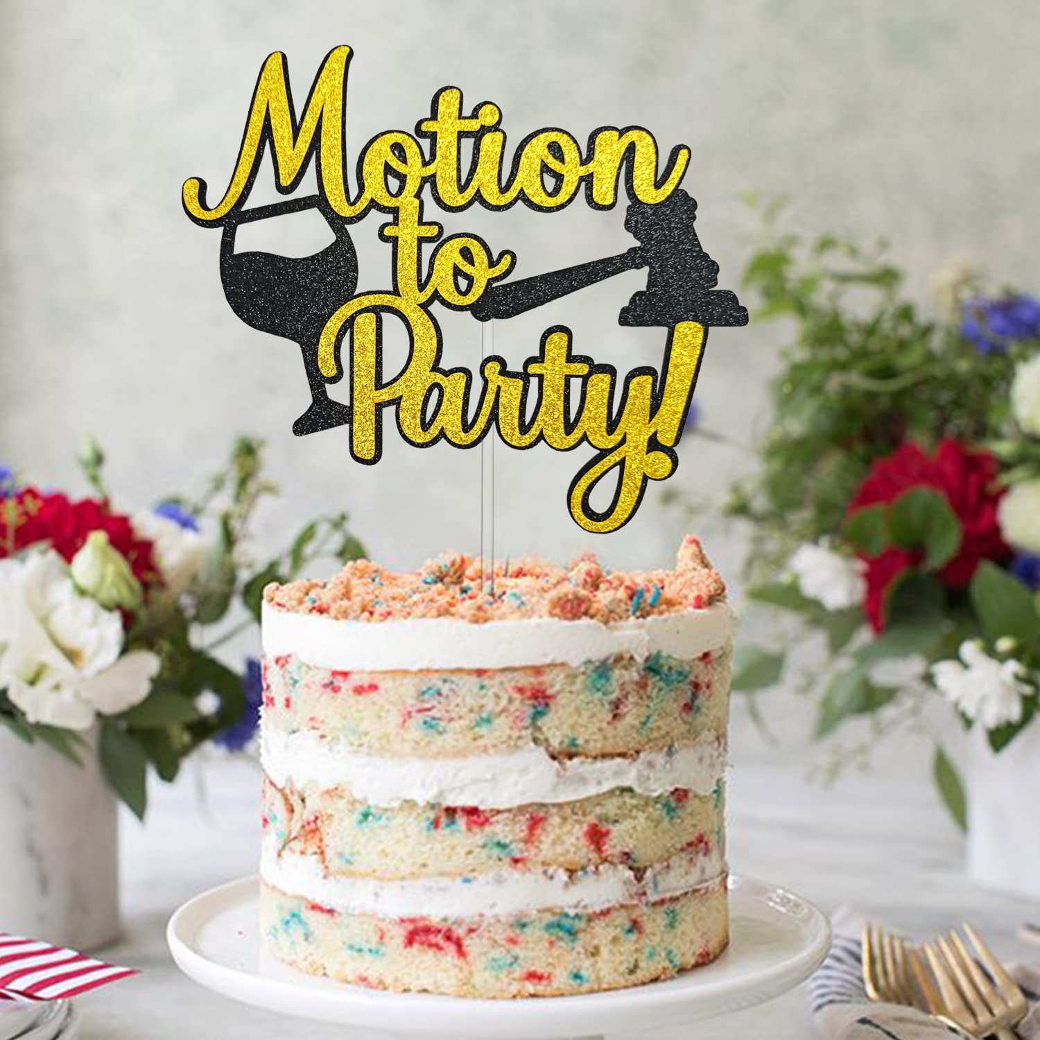 Motion to Party Cake Topper - Law School Graduation, Lawyer Birthday & Judge Cake Decor - Judicial Cake Pick for Lawyer Retirement Party Supplies | Perfect for Legal Celebrations, Courtroom Themed Parties & Attorney Milestone Events