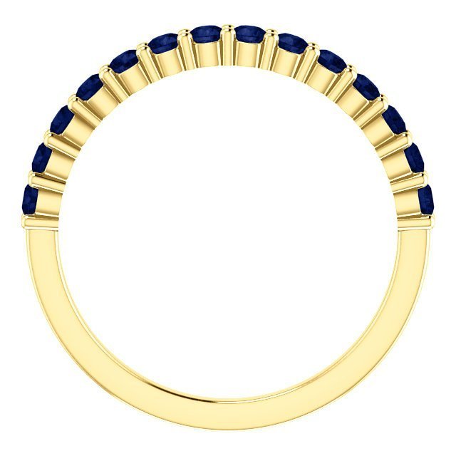 14K Gold 0.70 CTW Round Blue Sapphire Shared Prong Band Ring - Perfect for Engagement, Anniversary & Wedding Jewelry Gifts