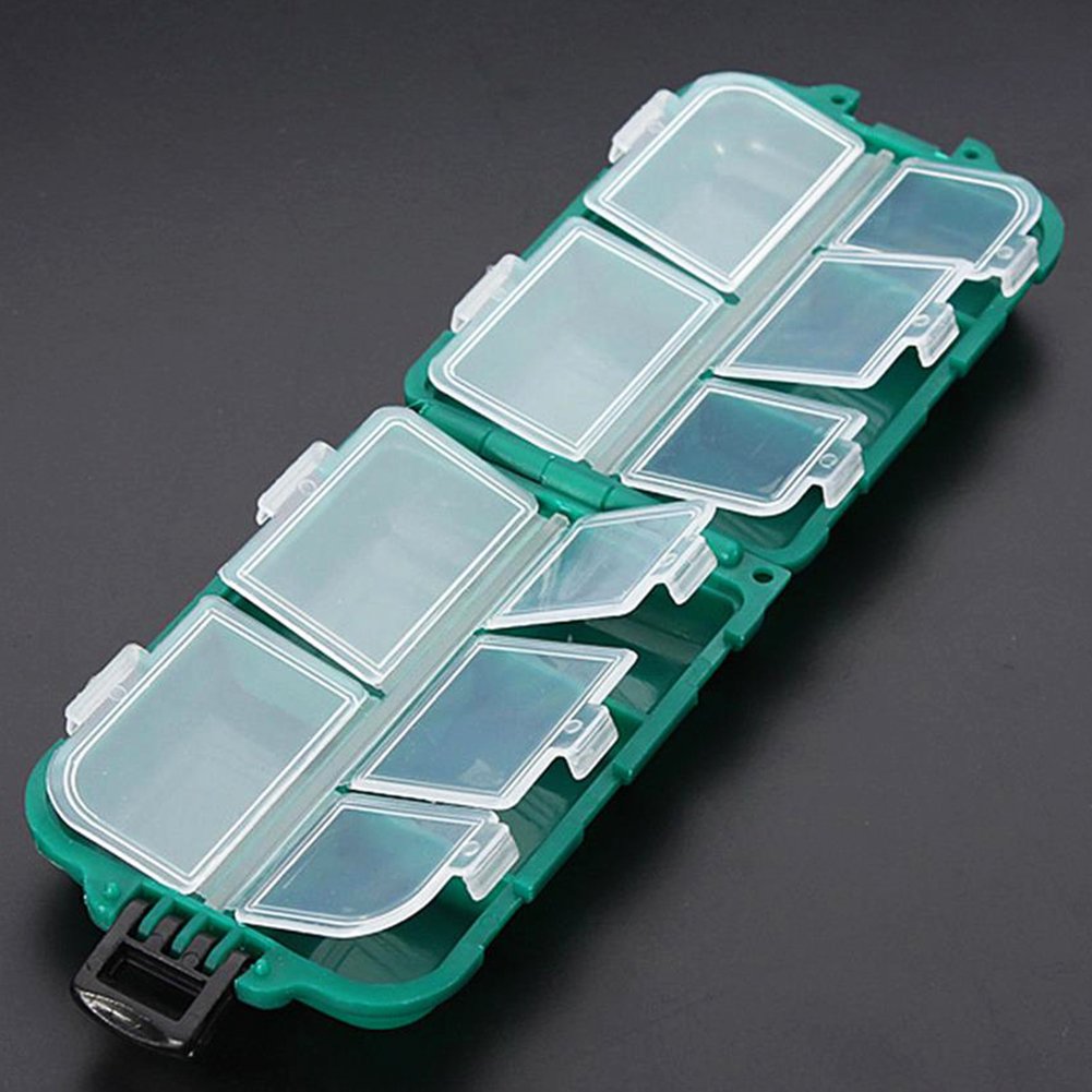 Waterproof Fishing Tackle Box Organizer - 10-Compartment Plastic Storage Case for Hooks, Lures & Baits - Portable Hard Utility Box for Outdoor Fishing & Camping Gear Organization