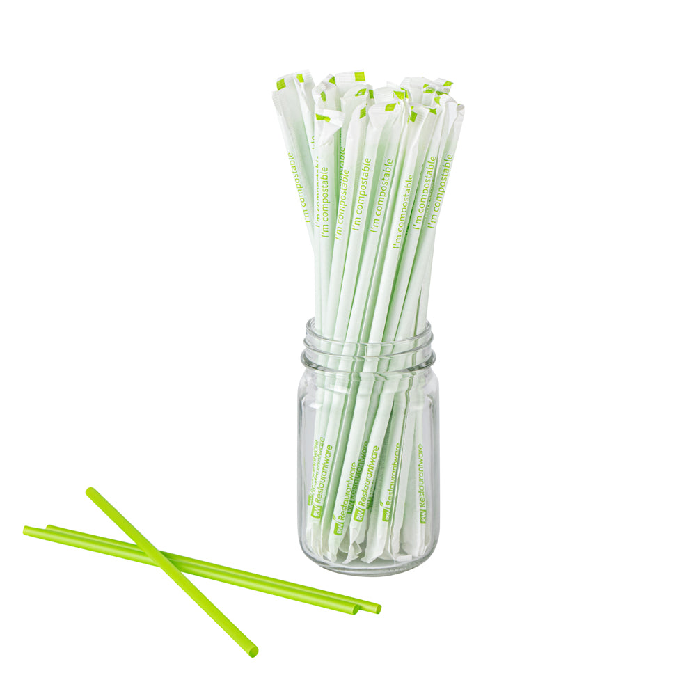 Eco-Friendly Compostable PLA/PBAT Plastic Straws - 8 1/4 Inch, 2000 Count Box - Biodegradable Drinking Straws for Parties, Restaurants & Sustainable Living