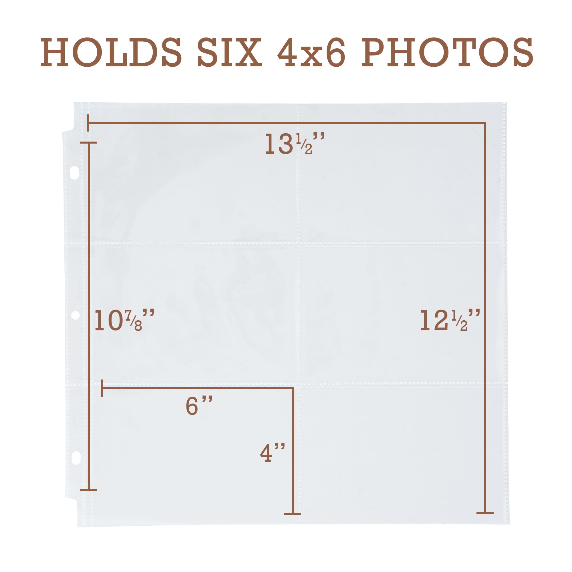 Samsill 12x12 Inch Scrapbook Refill Pages - 6 Pocket Top-Loading Design, Holds 12 (4x6 Inch) Photos - 50 Pack Heavy-Duty Clear Pages for 3-Ring Binders & Photo Albums - Perfect for Memory Keeping, Wedding Albums, and Family Photo Preservation