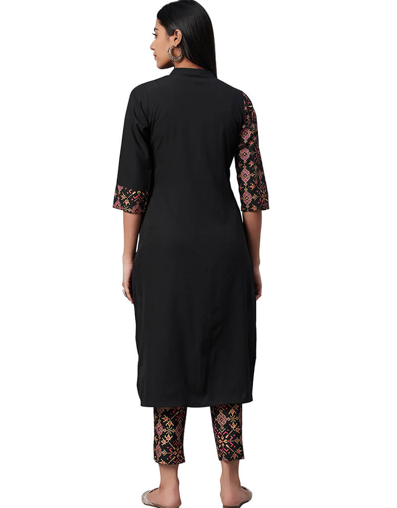 Elegant Black Crepe Pant Kurti for Women - Stylish Indian Ethnic Wear for Parties, Weddings & Festive Occasions