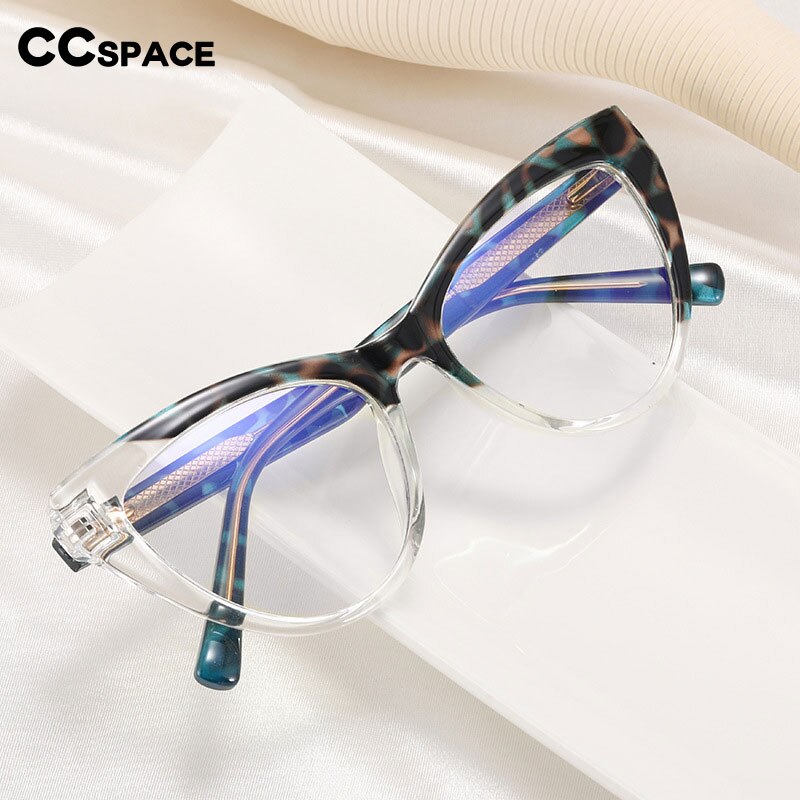CCspace Women's Full Rim Cat Eye Titanium Eyeglasses Frame 55288 - Lightweight & Durable Eyewear for Work, Reading & Fashion