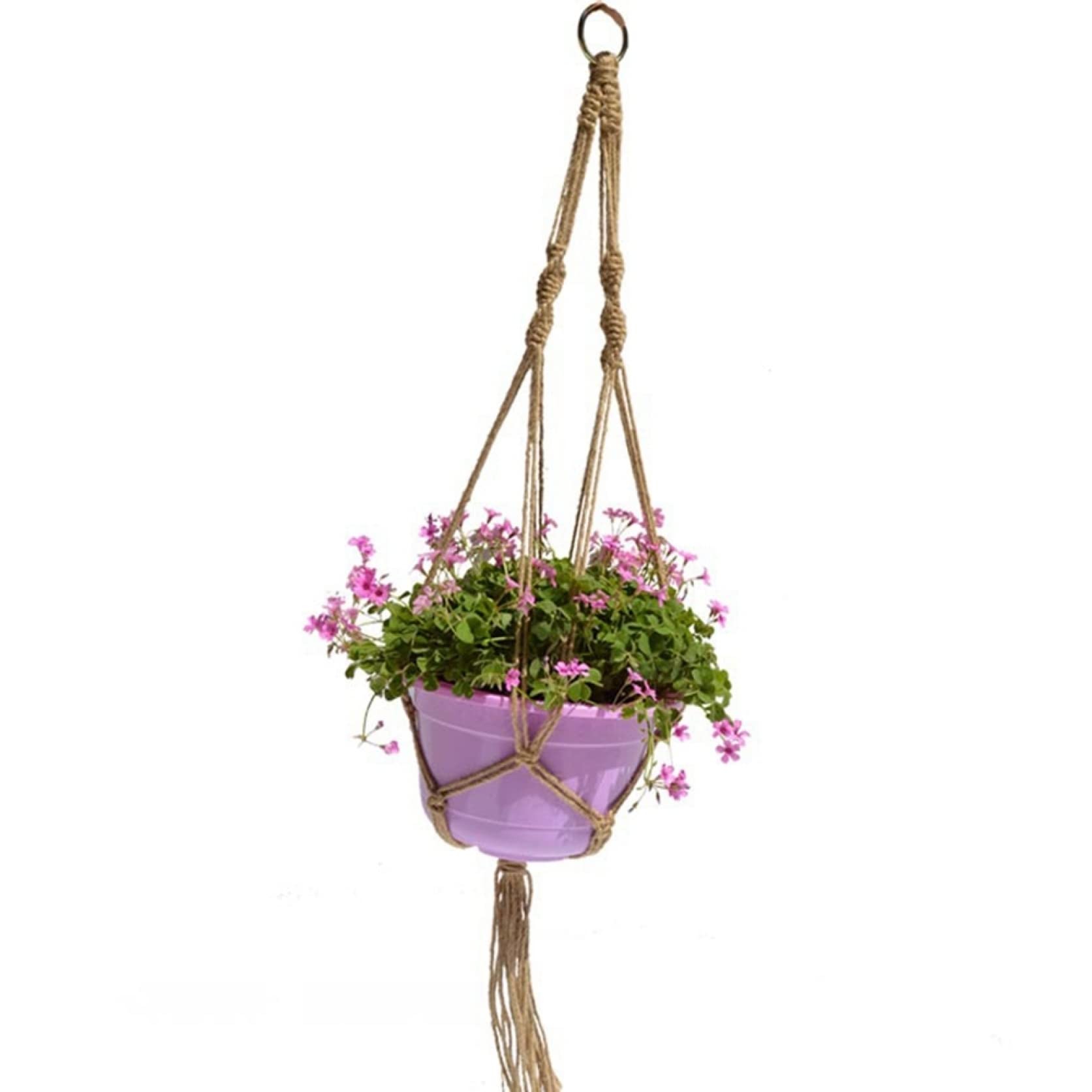 Handmade Macrame Plant Hanger - Boho Wall Decor for Indoor & Outdoor Use, Flower Pot Holder for Courtyard, Garden, Balcony - Perfect for Hanging Baskets and Home Decor