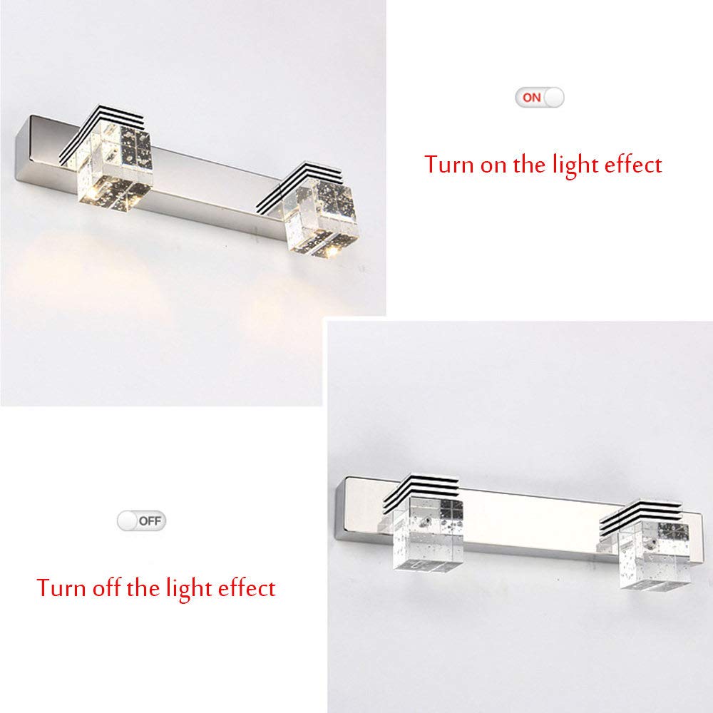 Modern Crystal LED Bathroom Vanity Light Fixture - Stainless Steel Mirror Lighting for Bathroom, Toilet, Bedroom & Living Room - White/Warm Light (32cm) - Perfect for Modern Home Decor & Vanity Makeup Areas