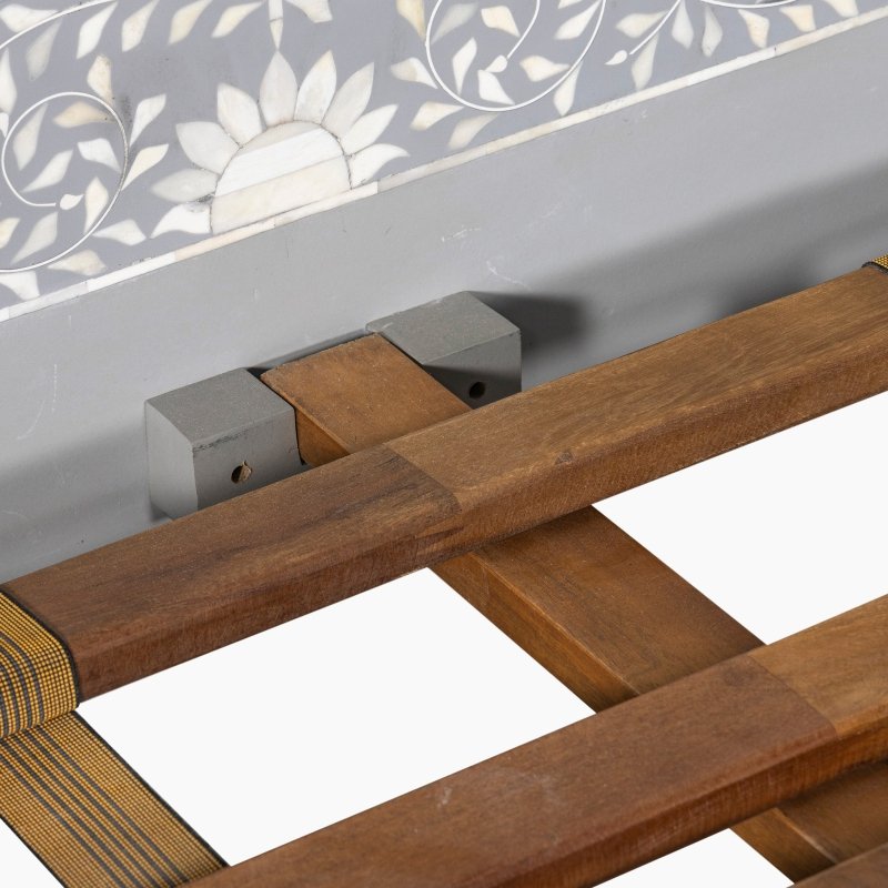 Handmade Mother of Pearl and Bone Inlay Maharaja Style King Size Bed - Luxury Bedroom Furniture for Master Suite, Guest Room, or Hotel Decor