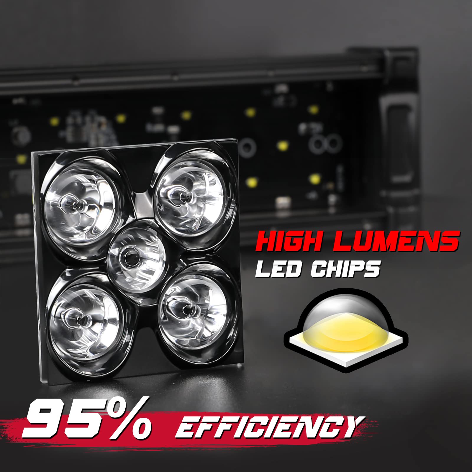 OFFROADTOWN 20 Inch 350W LED Light Bar with Wiring Harness - IP68 Waterproof Off-Road Driving Light for Trucks, ATVs, UTVs, SUVs - Durable Black Cover Fog Work Light for Night Driving, Camping & Outdoor Adventures